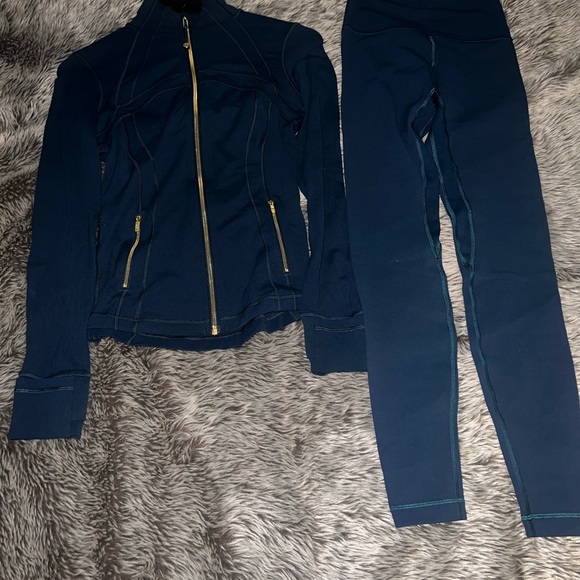 lululemon athletica Pants - Lululemon Athletica Navy Blue Leggings Set with Gold Accents